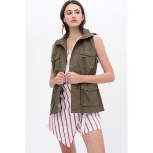 Love Tree Hunter Green Hooded Military Anorak Vest Medium